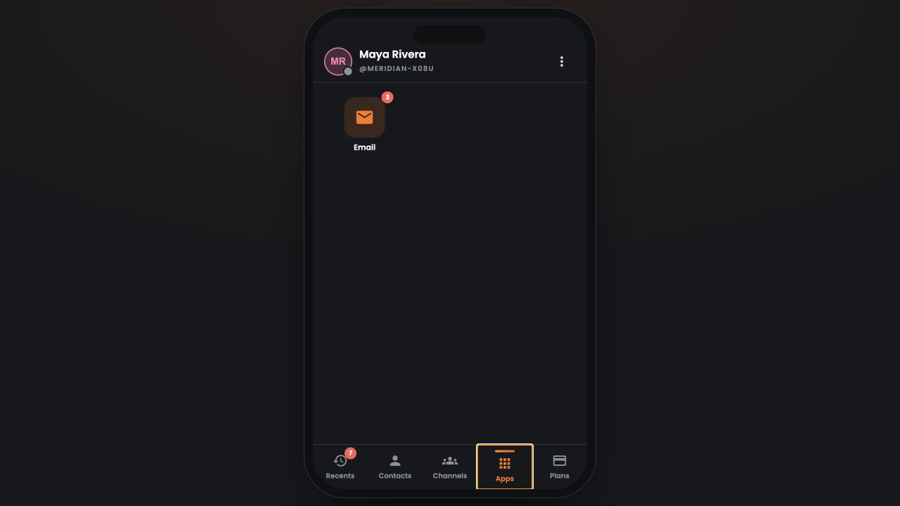 The current push.tt Apps screen showing the built-in Email app with unread mail